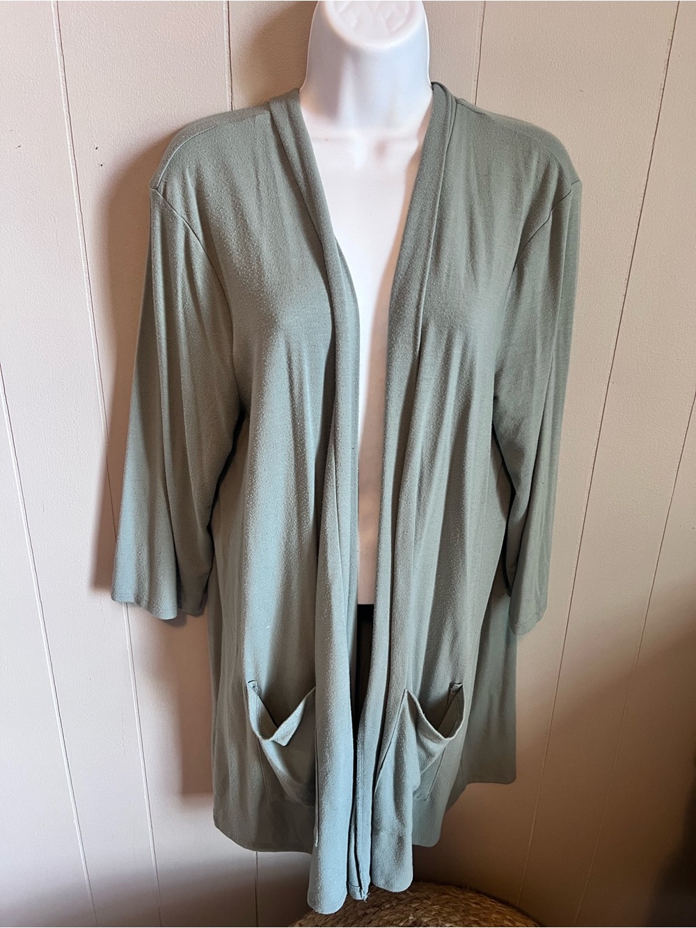 Zenana Outfitters Sage Green Open-Front Cardigan